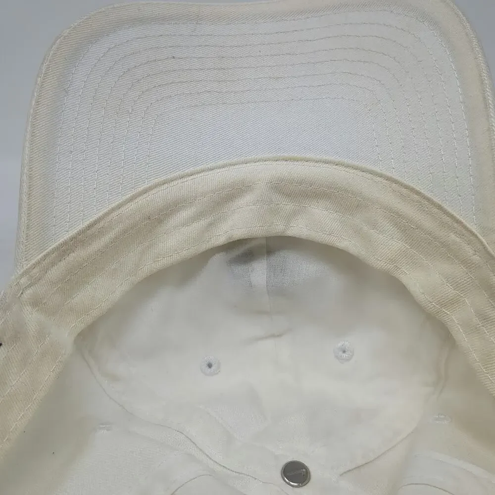 Nike Baseball Cap White OSFM Just Do It Swoosh Safety Pins Slideback Hat Cotton